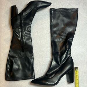 Black PU knee boots. New with details.